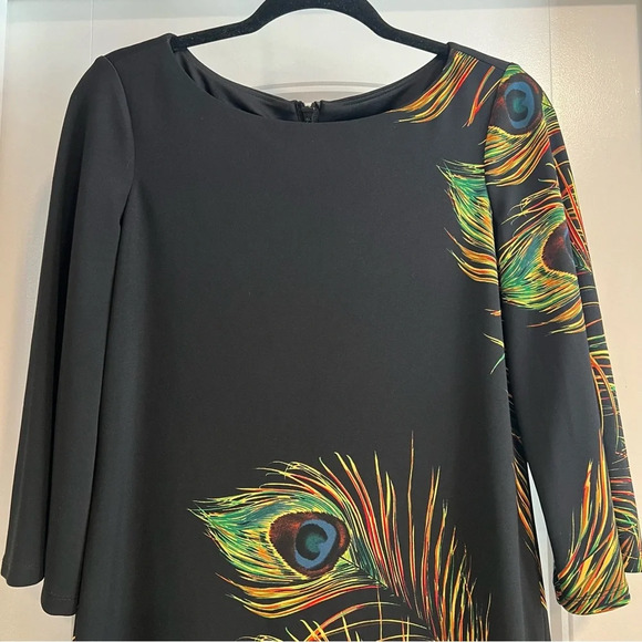 Muse Peacock Feather‎ Design Mini Dress. Size 6. - Picture 5 of 11